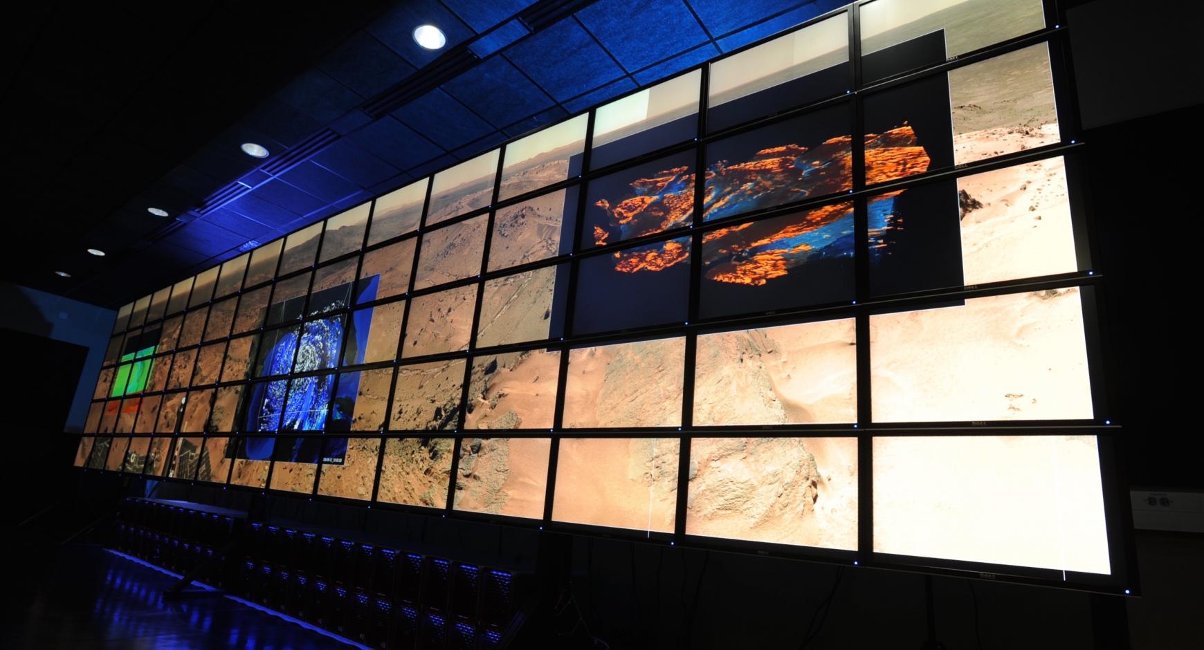 Large visualization screen used to explore and present scientific data.